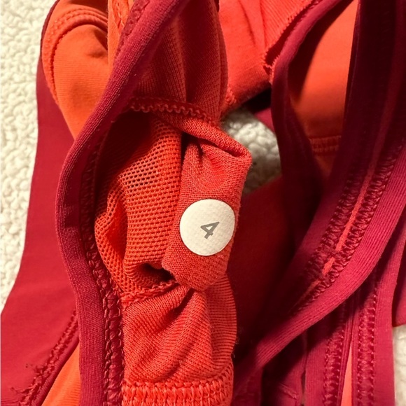Lululemon Sweaty Or Not Sports Bra Racerback Strappy Cut Out Coral Alarming - Picture 8 of 13